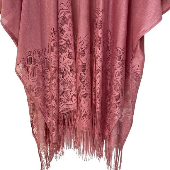 Rose Pink Open Front Oversized Festival Scarf Wrap Beach Coverup - Picture 2 of 6